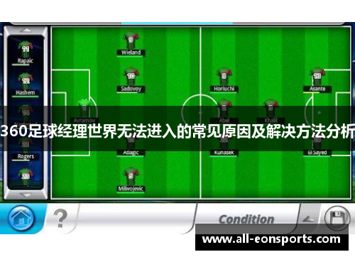 360足球经理世界无法进入的常见原因及解决方法分析